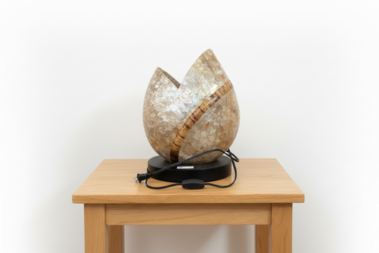 TUM - LOTUS TABLE LAMP-BANANA BARK & CAPIZ