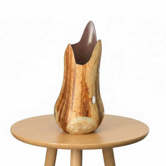 TUM - WOODY VASE-BANANA BARK & CAPIZ SHELL DIAMOND